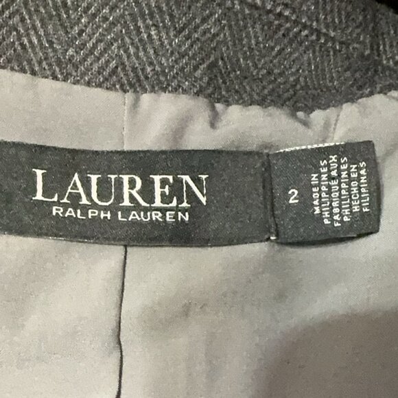 Ralph Lauren Lauren Women's Herringbone Jacquard-Knit Blazer Grey 2 - Picture 7 of 9